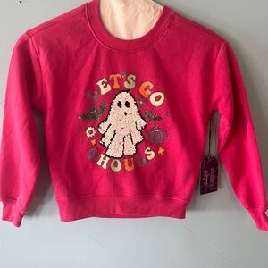 NWT Let’s Go Ghouls Pink Sweatshirt Violet Sky Size Large Girls Halloween